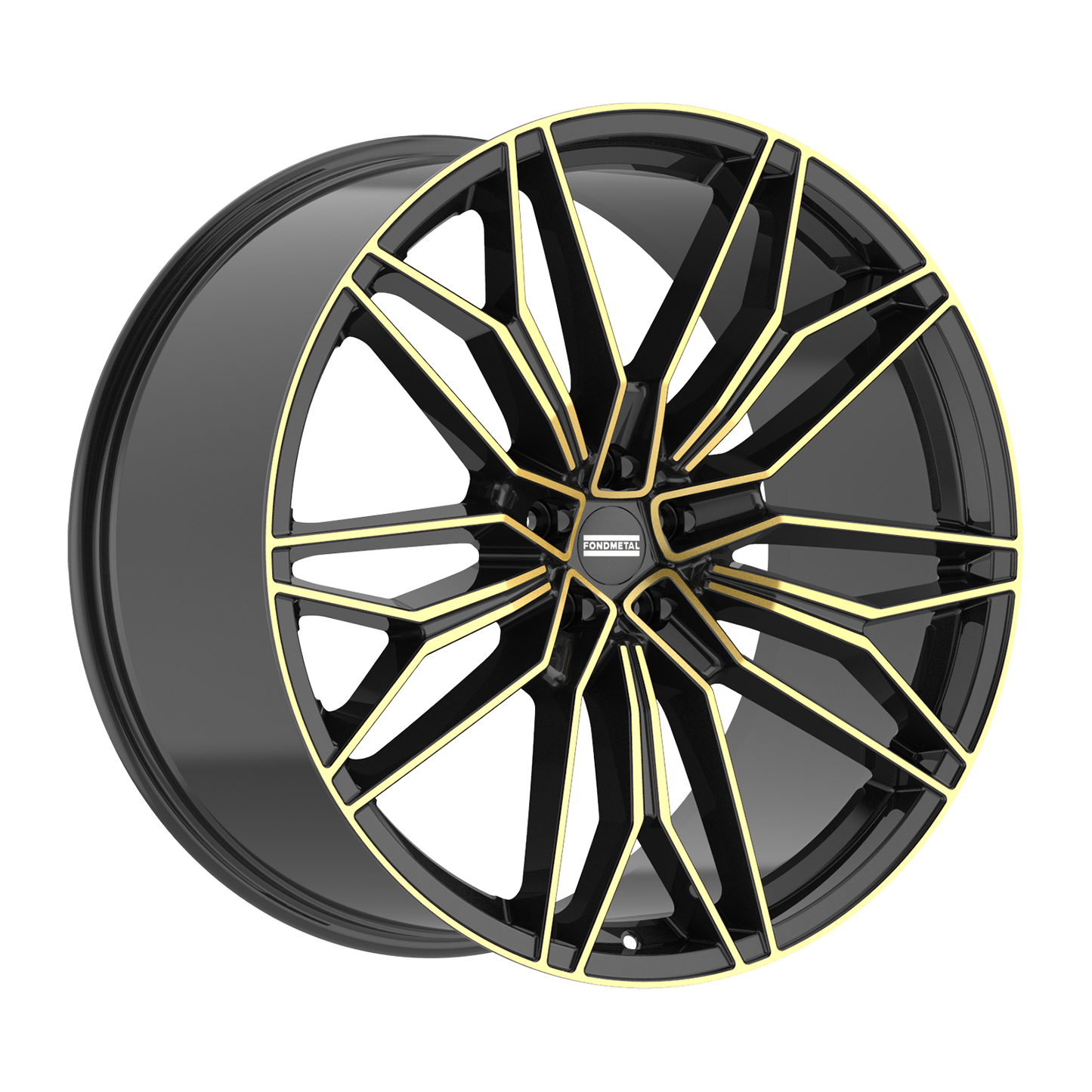 23x11.5 Fondmetal STC-23 Black Clearcoat Glossy Gold Machined Wheel 5x112 (38mm)