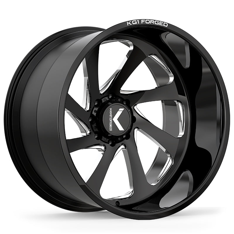 24x14 KG1 KC020 Swoop Black Milled RIGHT DIRECTIONAL FORGED Wheel 8x6.5 (-76mm)