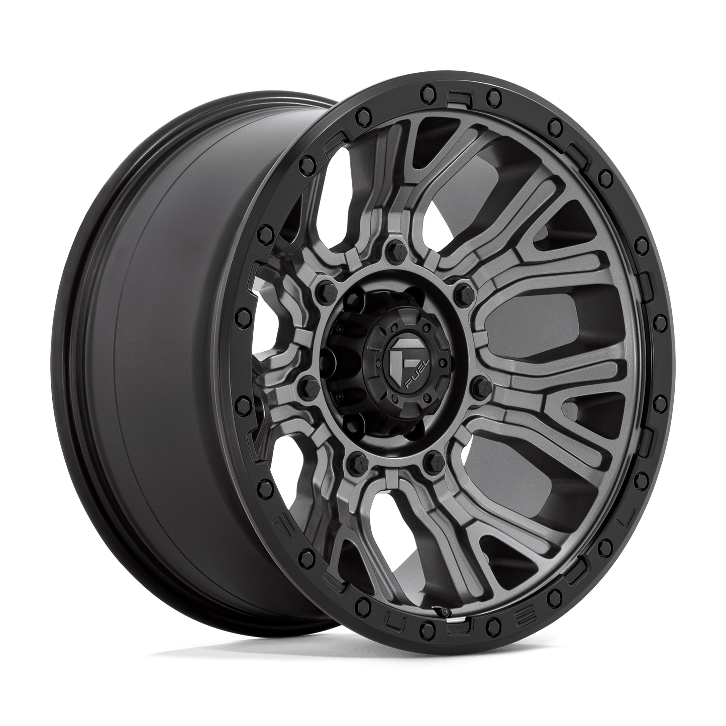 20x10 Fuel D825 Traction Gunmetal W/ Black Ring Wheel 6x135 (-18mm)