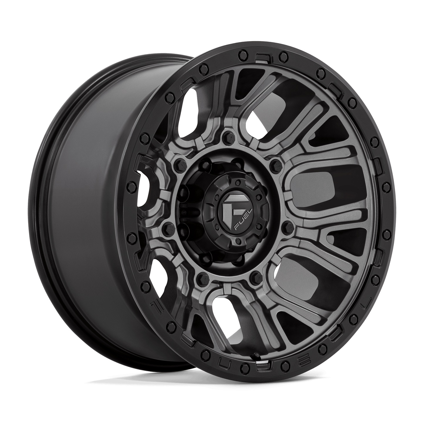 20x10 Fuel D825 Traction Matte Gunmetal W/ Blk Ring Wheel 8x6.5 (-18mm)