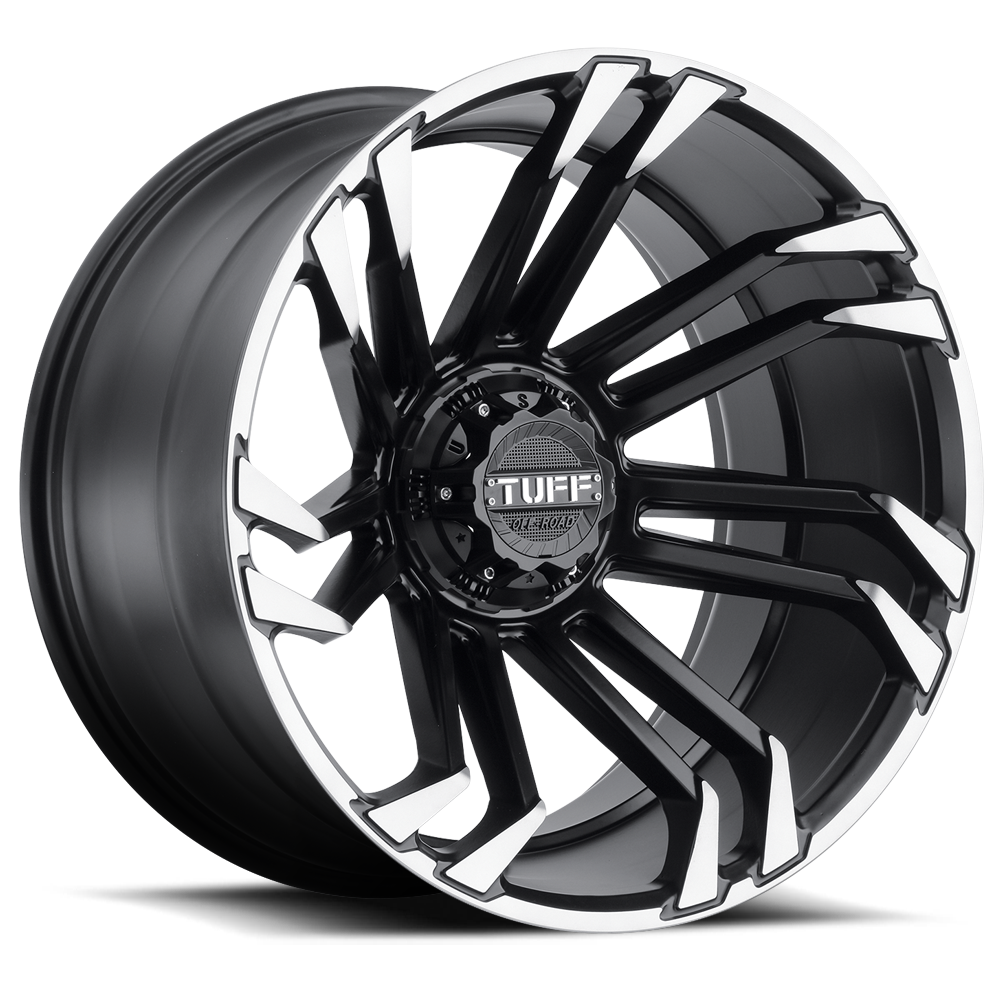 22x12 Tuff T21 MATTE BLACK W/ MACHINED FLANGE Wheel 6x135 (-45mm)
