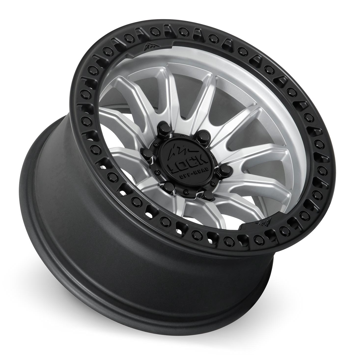 20x9 Lock Off-Road Trail Matte Silver With Matte Black Ring Wheel 6x135 (1mm)