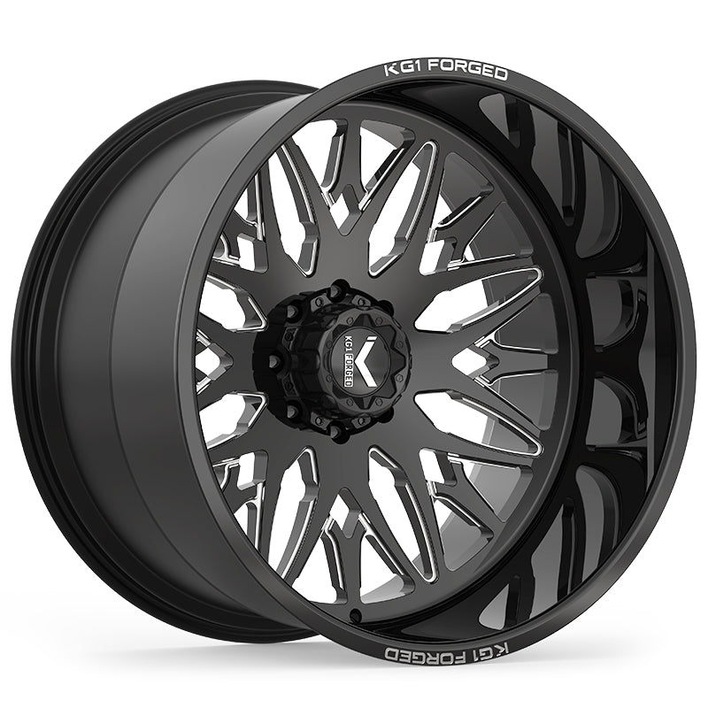 22x14 KG1 KC014 Trident Gloss Black Premium Milled FORGED Wheel 6x5.5 (-76mm)