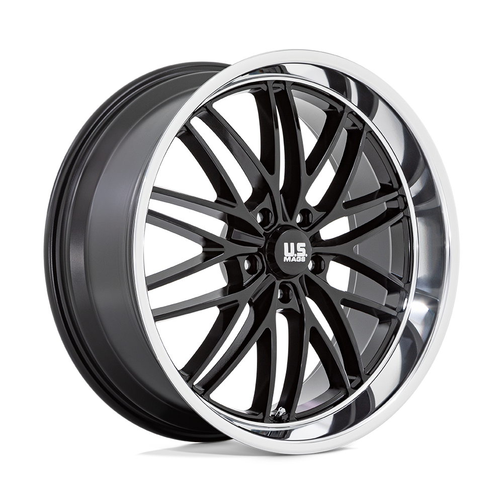 22x9 US Mags U138 Santa Cruz Gloss Black W/ Diamond Cut Lip Wheel 5x5 (15mm)