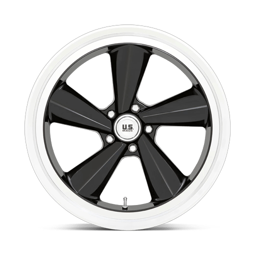 22x9 US Mags U136 TS Gloss Black With Diamond Cut Lip Wheel 5x4.75 (15mm)