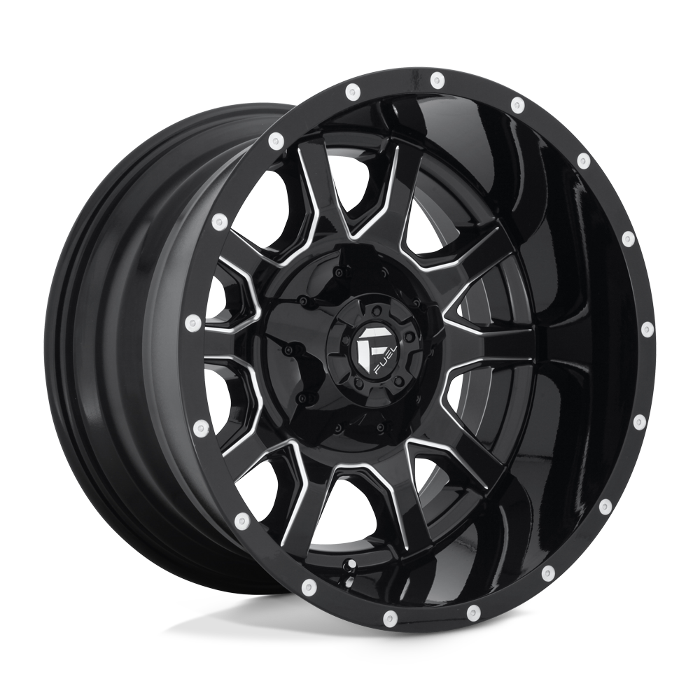 20x12 Fuel D627 VANDAL GLOSS BLACK MILLED Wheel 8x6.5 (-43mm)