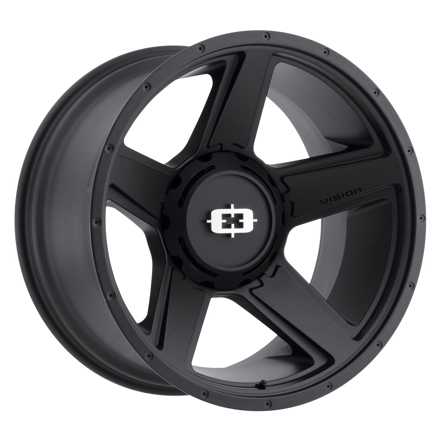 15x6 Vision 390 Empire Satin Black Wheel 5x4.5/5x5 (0mm)