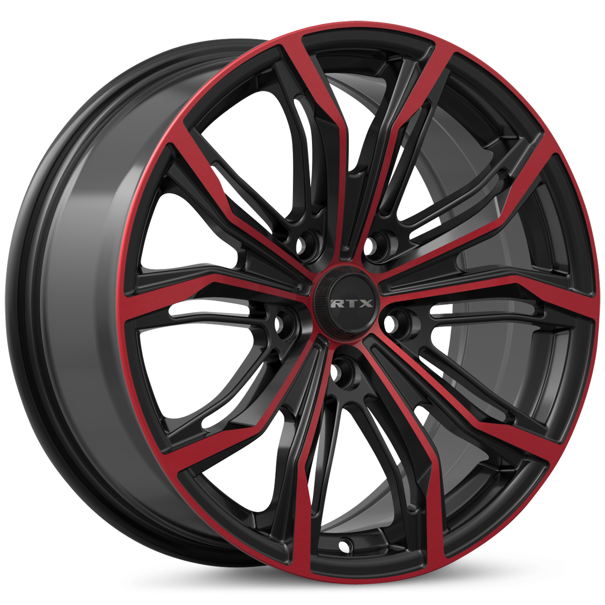 18x8 RTX Black Widow Black Machined Red Wheel 5x4.5 (42mm)