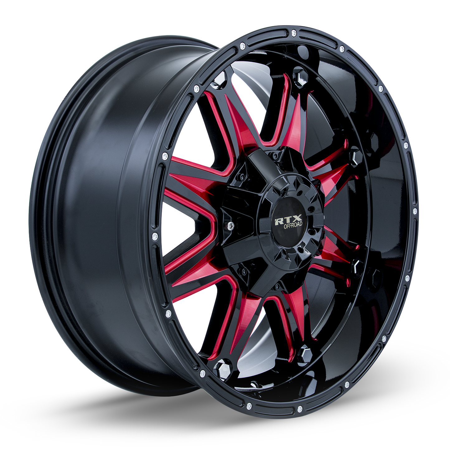 18x9 RTX Spine Black with Milled Red Spokes Wheel 6x135/6x5.5 (10mm)