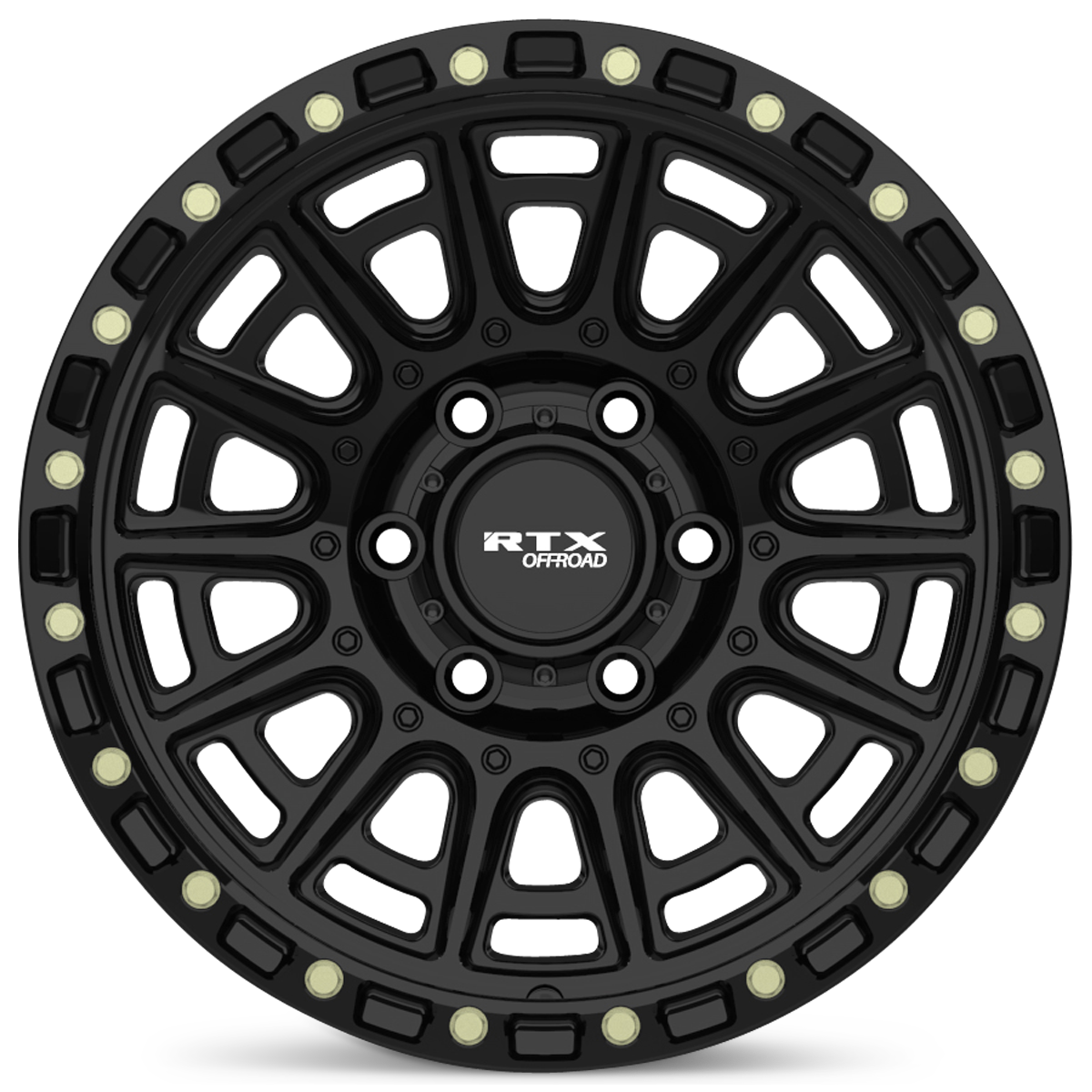 17x8.5 RTX Striker Gloss Black with Milled Rivets Wheel 5x5 (-10mm)