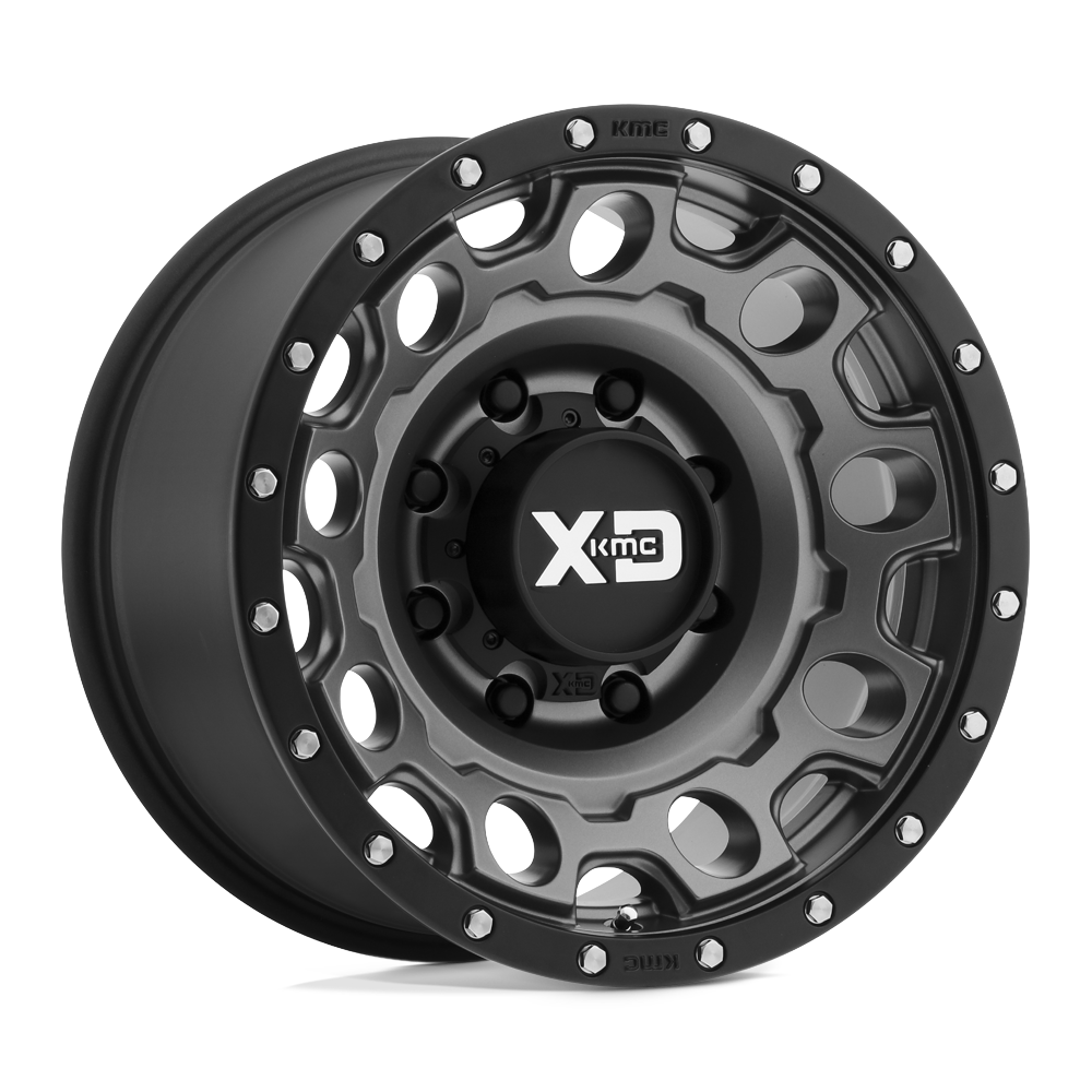 17x9 XD XD129 HOLESHOT Matte Gray W Black Reinforcing Ring Wheel 8X6.5 (-12mm)