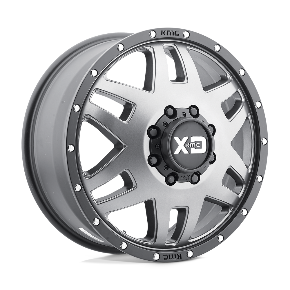 20x7.5 XD XD130 MACHETE DUALLY Rear Matte Gray Black Ring Wheel 8X200 (-152mm)
