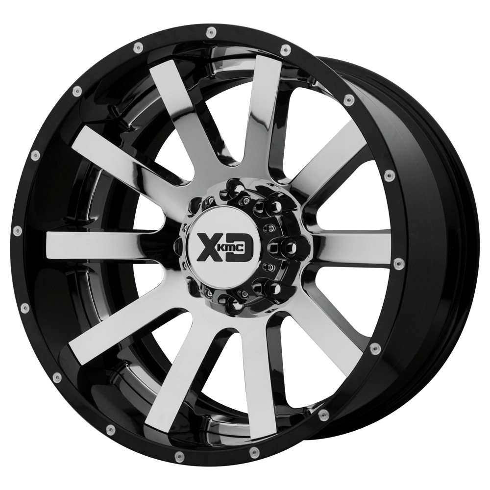 20x12 XD XD200 HEIST Chrome Center Gloss Black Milled Lip Wheel 6x135 (-44mm)