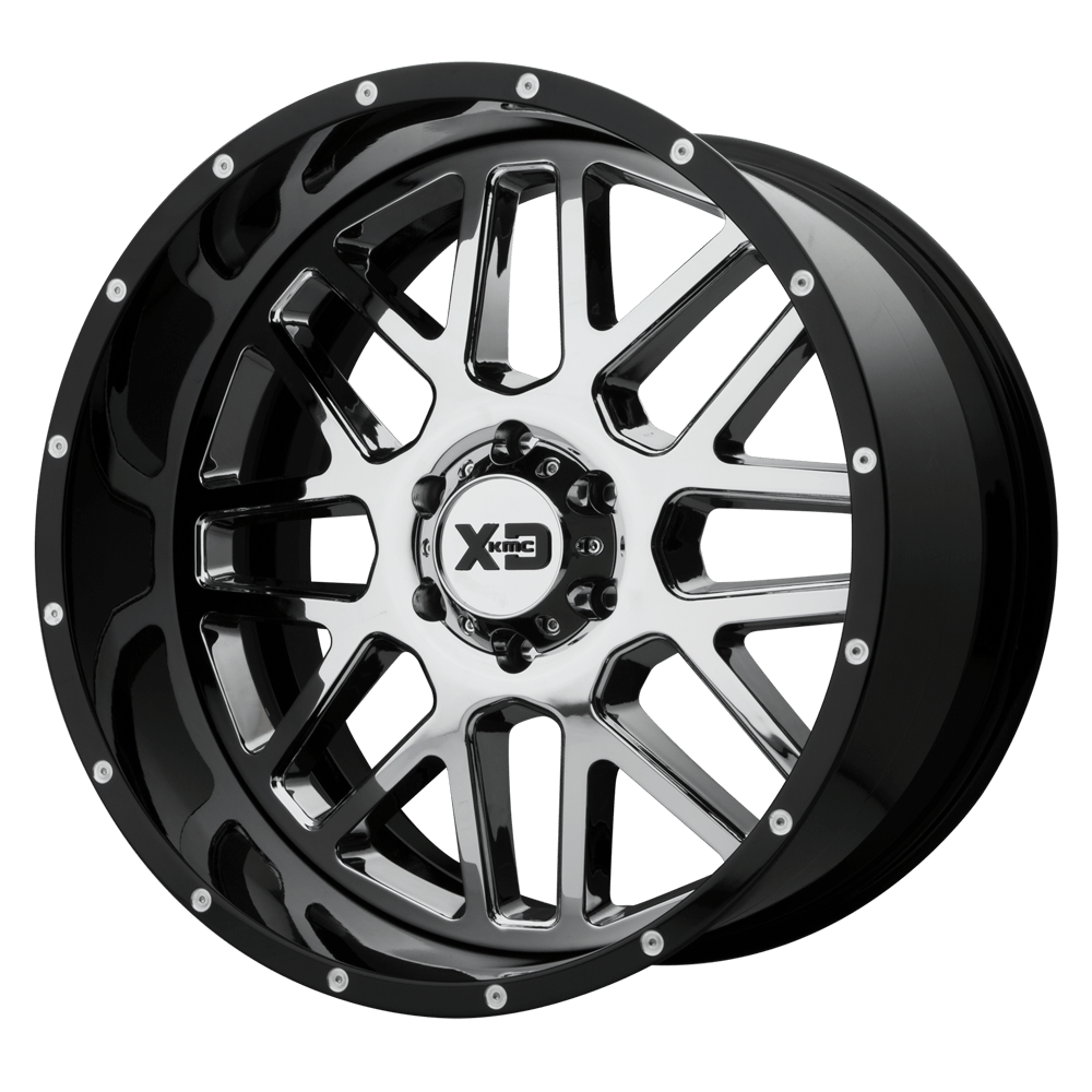 22x10 XD XD201 GRENADE Chrome Center Gloss Black Milled Lip Wheel 8x180 (-18mm)