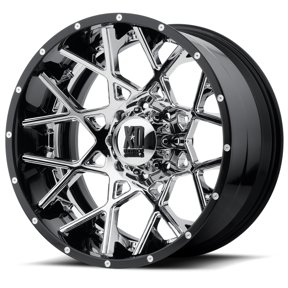 22x12 XD XD203 CHOPSTIX Chrome Center Gloss Black Milled Lip Wheel 6x135 (-44mm)