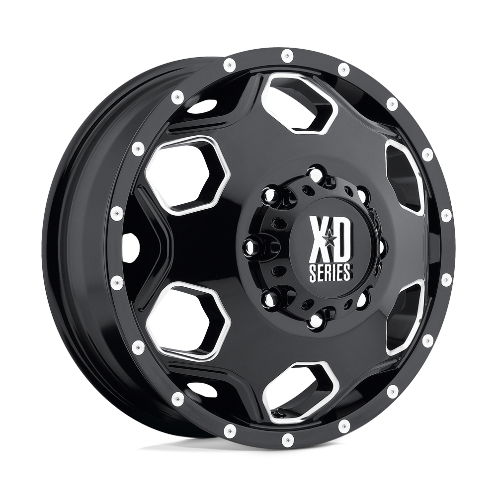 22x8.25 XD XD815 BATALLION Gloss Black With Milled Accents Wheel 8X210 (127mm)