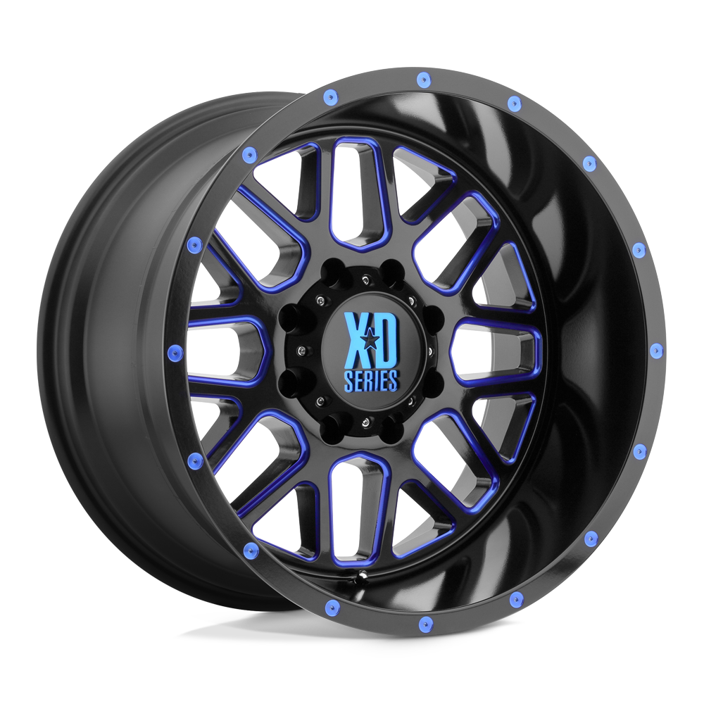 20x9 XD Series XD820 Grenade Black Milled W/Blue Clear Coat Wheel 8x180 (18mm)