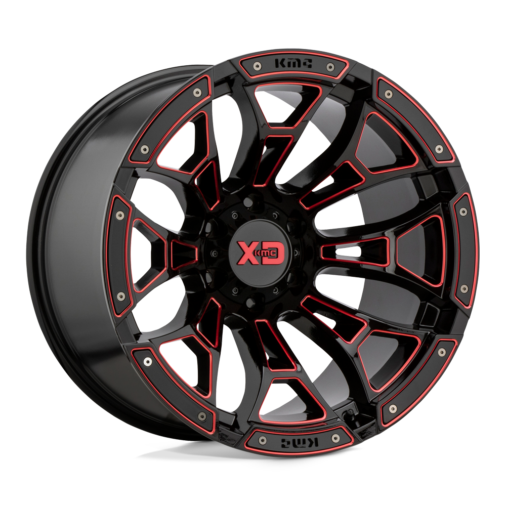 20x10 XD XD841 BONEYARD Gloss Black Milled With Red Tint Wheel 6x135 (-18mm)