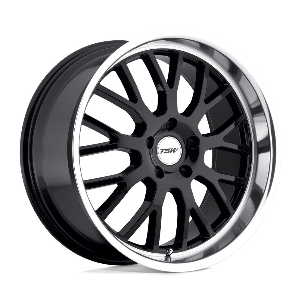 17x8 TSW TREMBLANT GLOSS BLACK W/ MIRROR CUT LIP Wheel 5x120 (20mm)