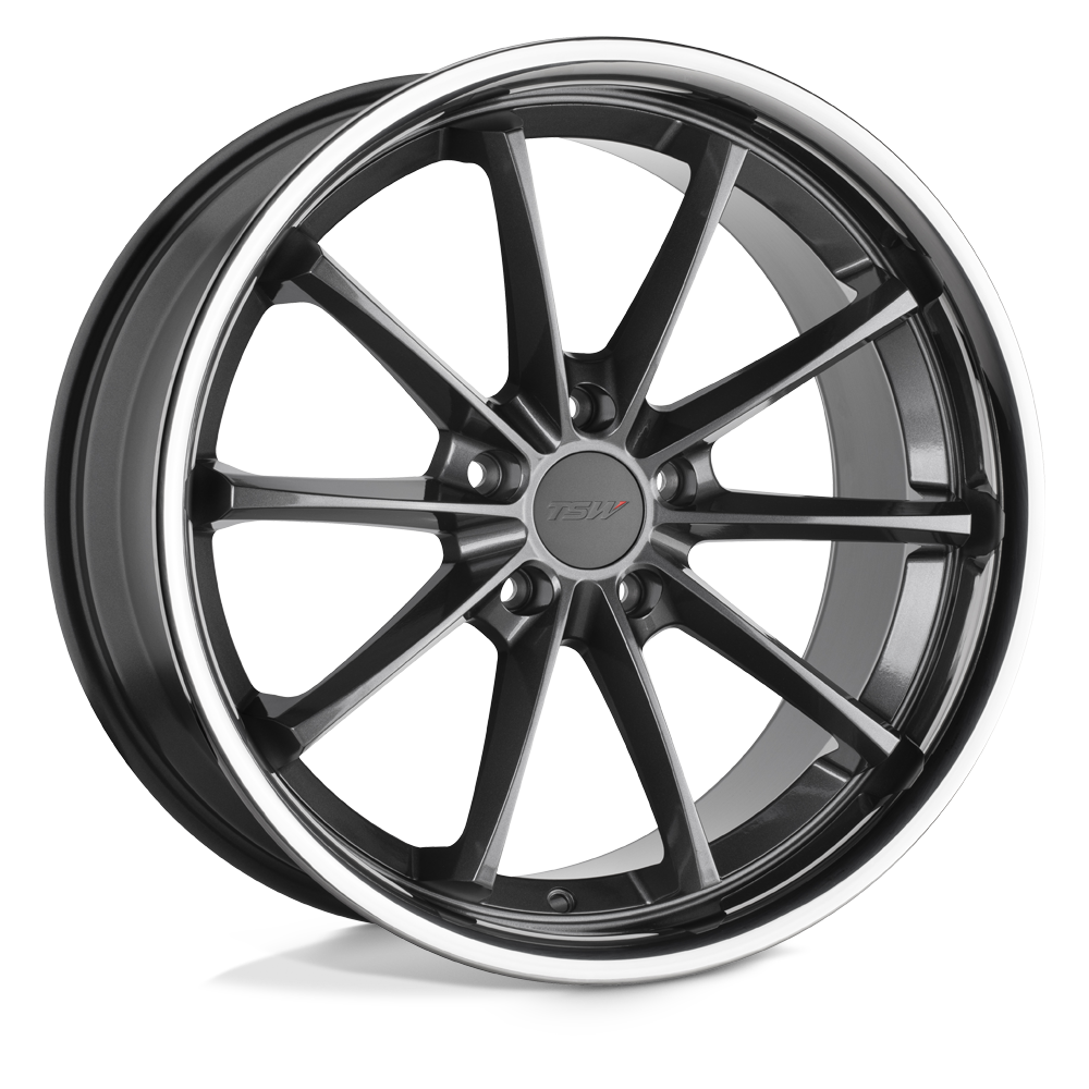19x8.5 TSW SWEEP GLOSS GUNMETAL W/ STAINLESS LIP Wheel 5x120 (20mm)