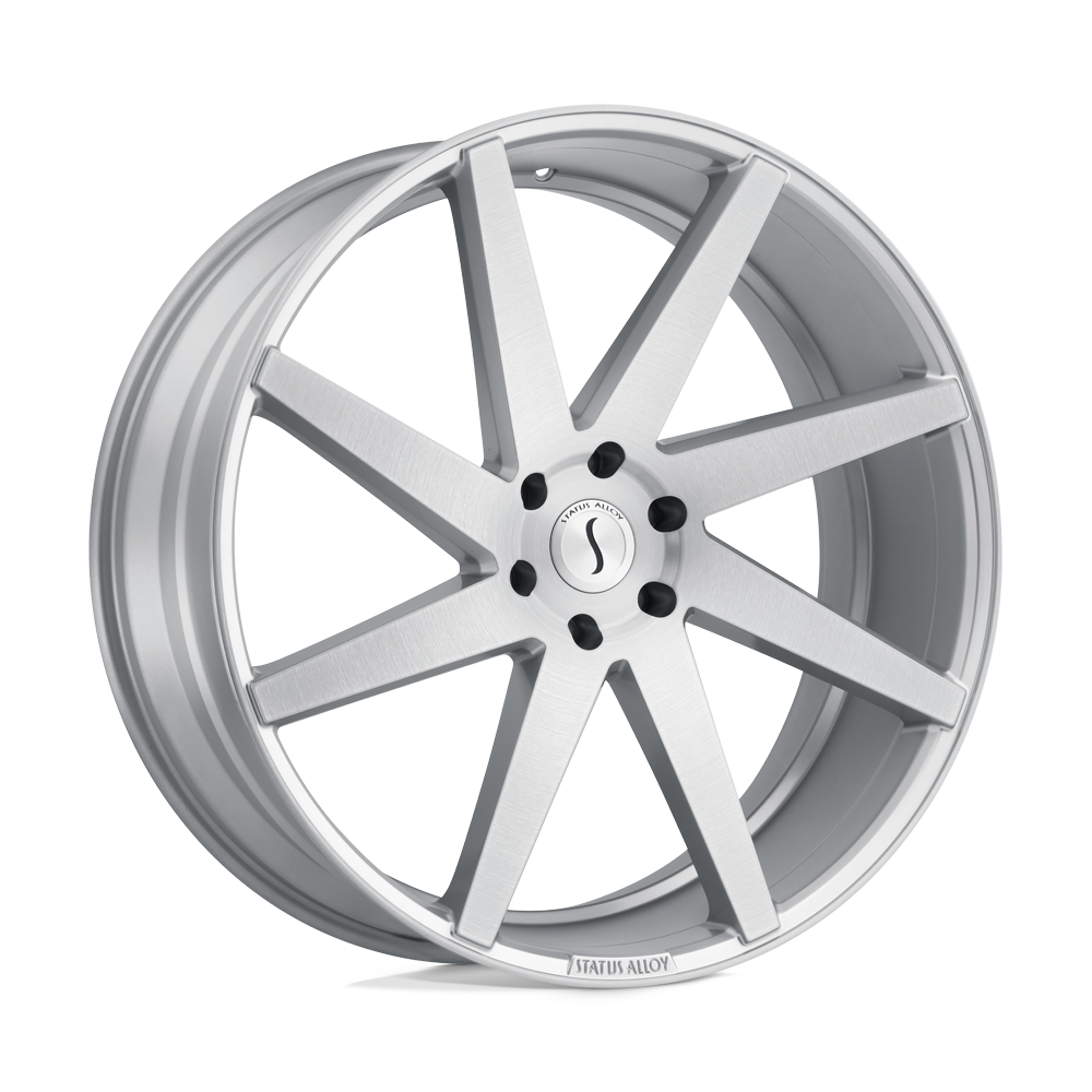 22x9.5 Status BRUTE SILVER W/ BRUSHED MACHINED FACE Wheel 5x112 (35mm)