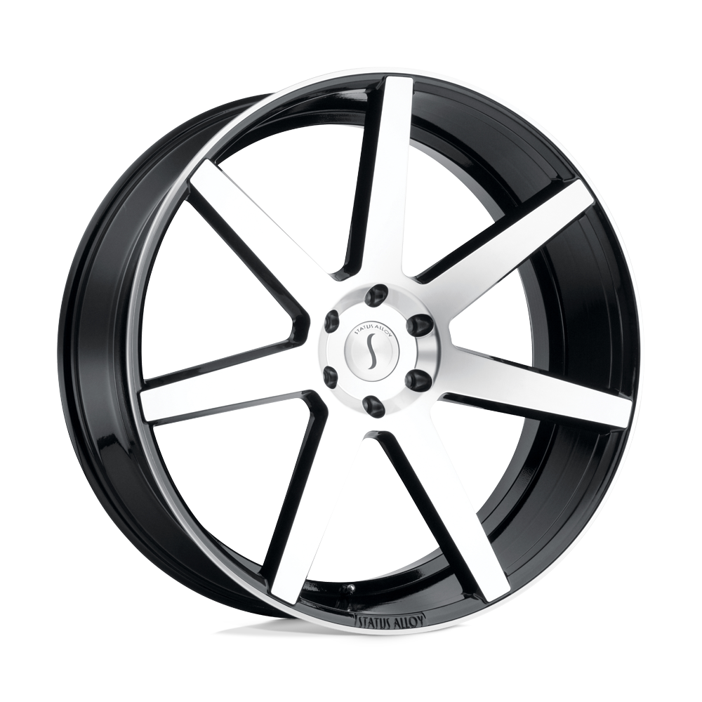 22x9.5 Status JOURNEY GLOSS BLACK W/ MACHINED FACE Wheel 5x120 (15mm)
