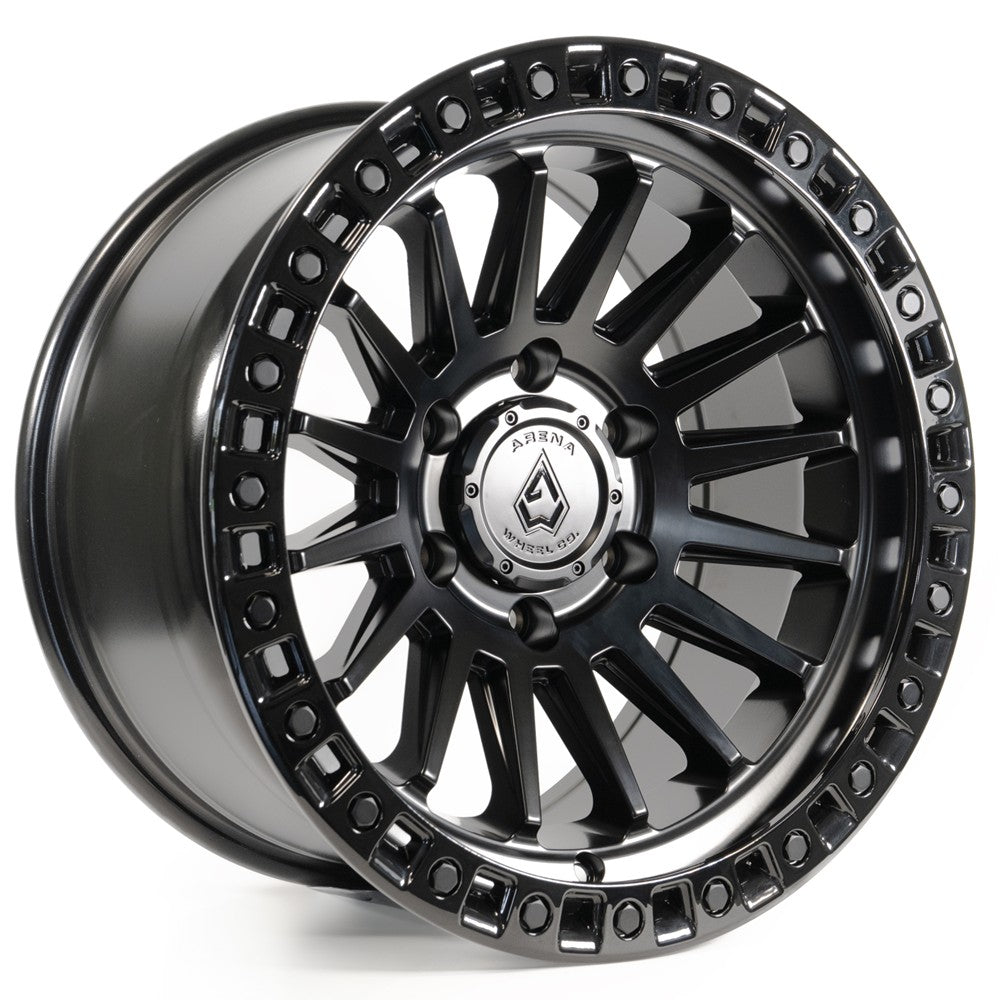 17x9 Arena A101 Mesa Satin Black Center Glossy Black Lip Wheel 6x135 (0mm)