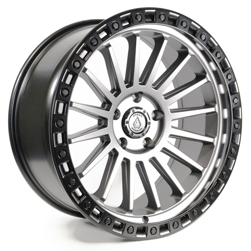 20x9 Arena A101 Mesa Satin Gunmetal Center Satin Black Lip Wheel 5x5 (0mm)