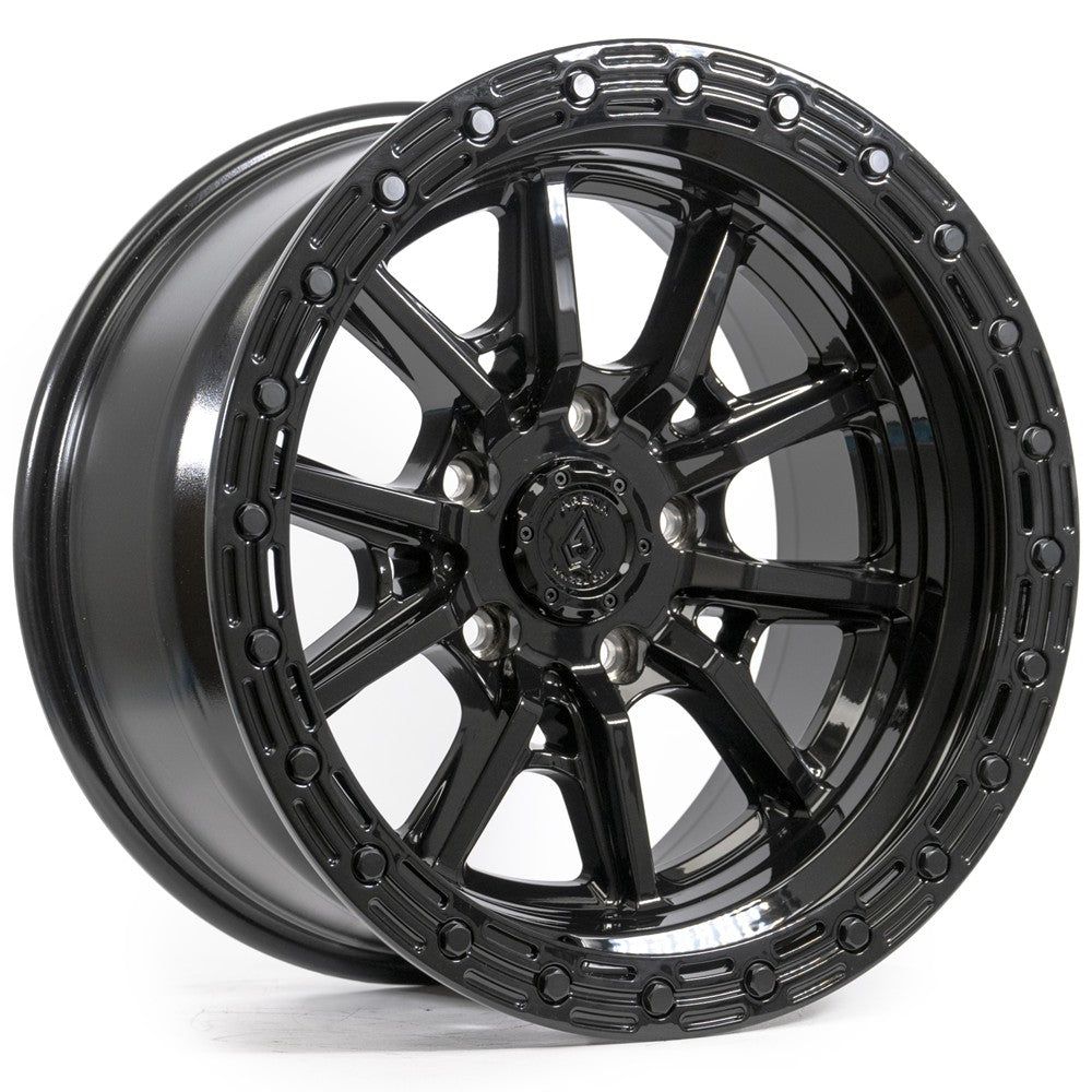 17x9 Arena A106 Trek Glossy Black Wheel 5x5 (1mm)