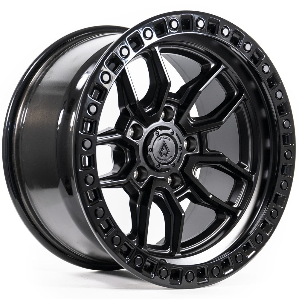 20x9 Arena A109 Hustle Satin Black Center Glossy Black Lip Wheel 5x5 (1mm)