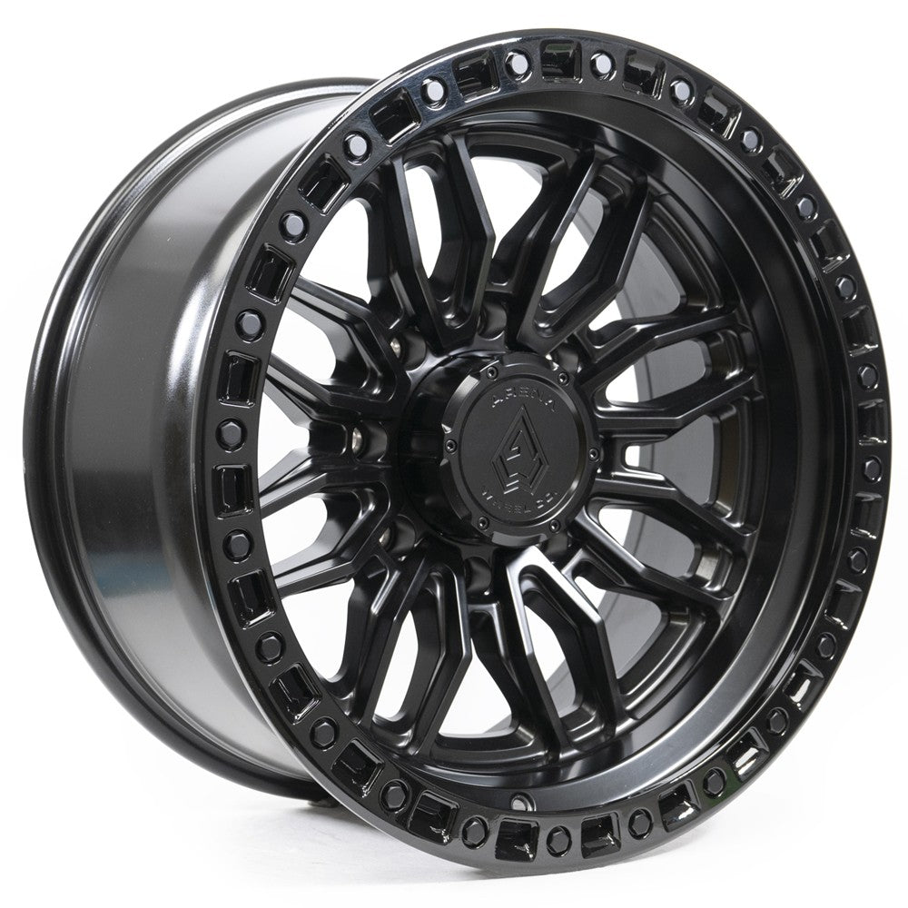 20x9 Arena A109 Hustle Satin Black Center Glossy Black Lip Wheel 8x180 (20mm)
