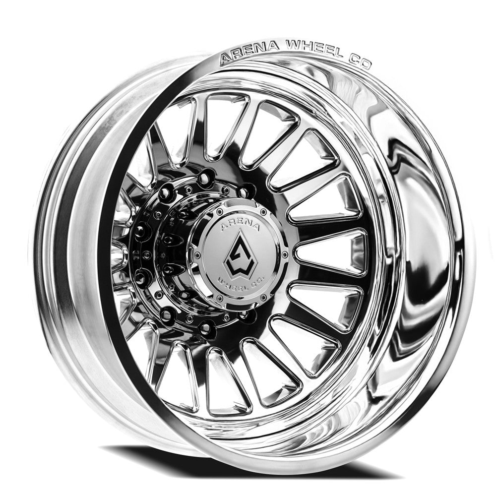 24x8.25 Arena A110 Rival Milled and Polished DUALLY REAR Wheel 10x225 (-222mm)