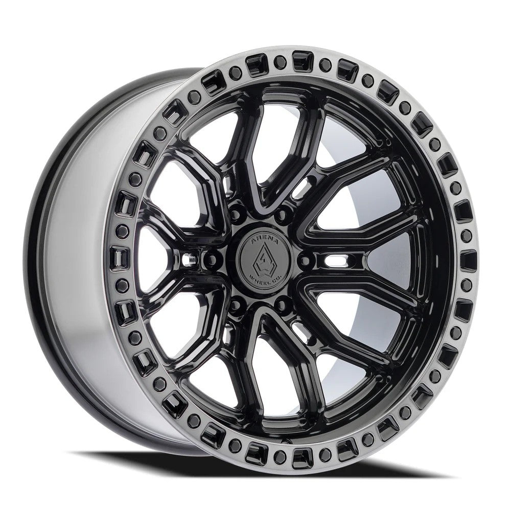 20x9 Arena A120 Terra Glossy Black Center Machined DDT Lip Wheel 6x5.5 (0mm)