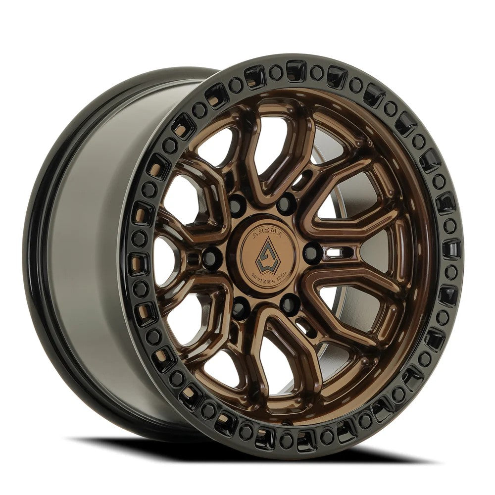 17x9 Arena A120 Terra Smoked Bronze Center Glossy Black Lip Wheel 6x135 (0mm)