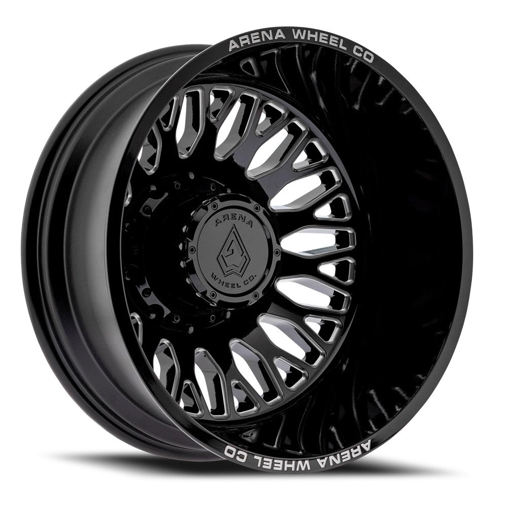 20x8.25 Arena A121 Monarch Gloss Black Milled DUALLY REAR Wheel 10x225 (-202mm)