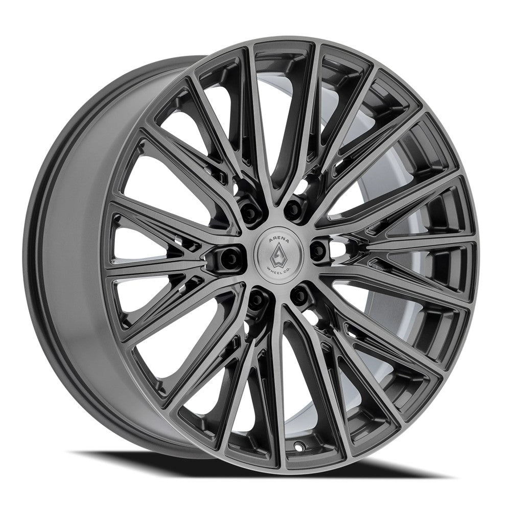 22x9.5 Arena A124 Finesse Glossy Gun Metal Brushed Face Wheel 6x135 (25mm)