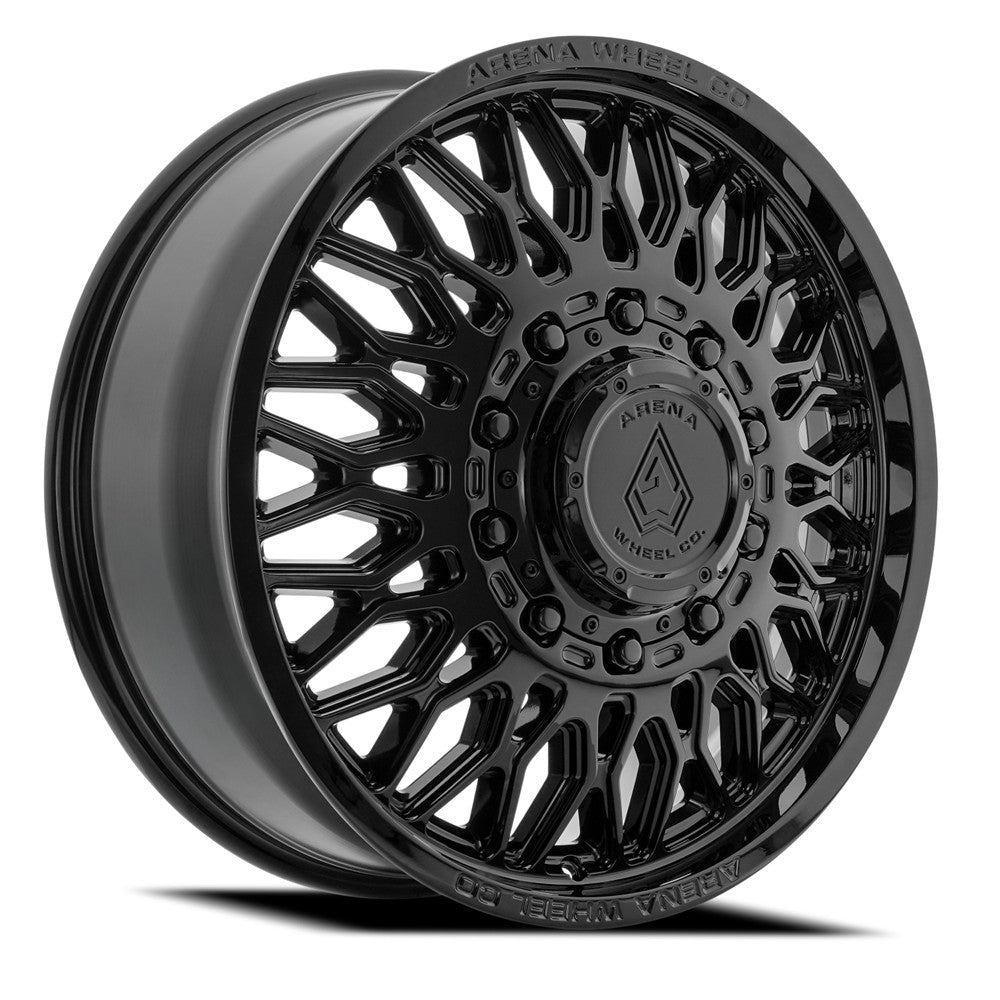 22x8.25 Arena A129 Valkyrie Glossy Black DUALLY FRONT Wheel 8x200 (100mm)