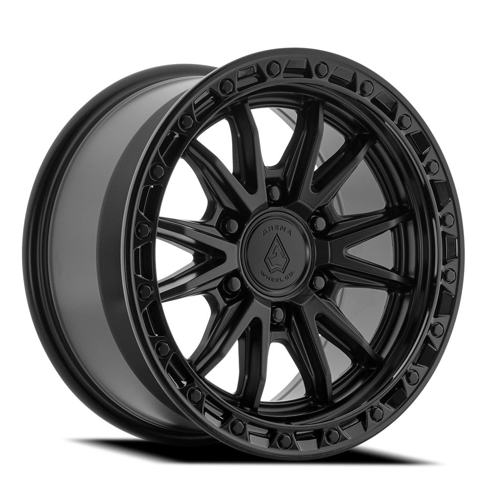 17x9 Arena A135 Atlas Satin Black Center Glossy Black Lip Wheel 6x5.5 (0mm)
