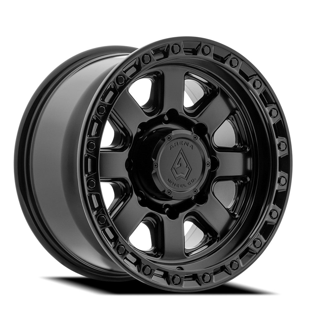 17x9 Arena Wheel Co. A148 Bandit Satin Black Glossy Black Lip Wheel 8x6.5 (0mm)
