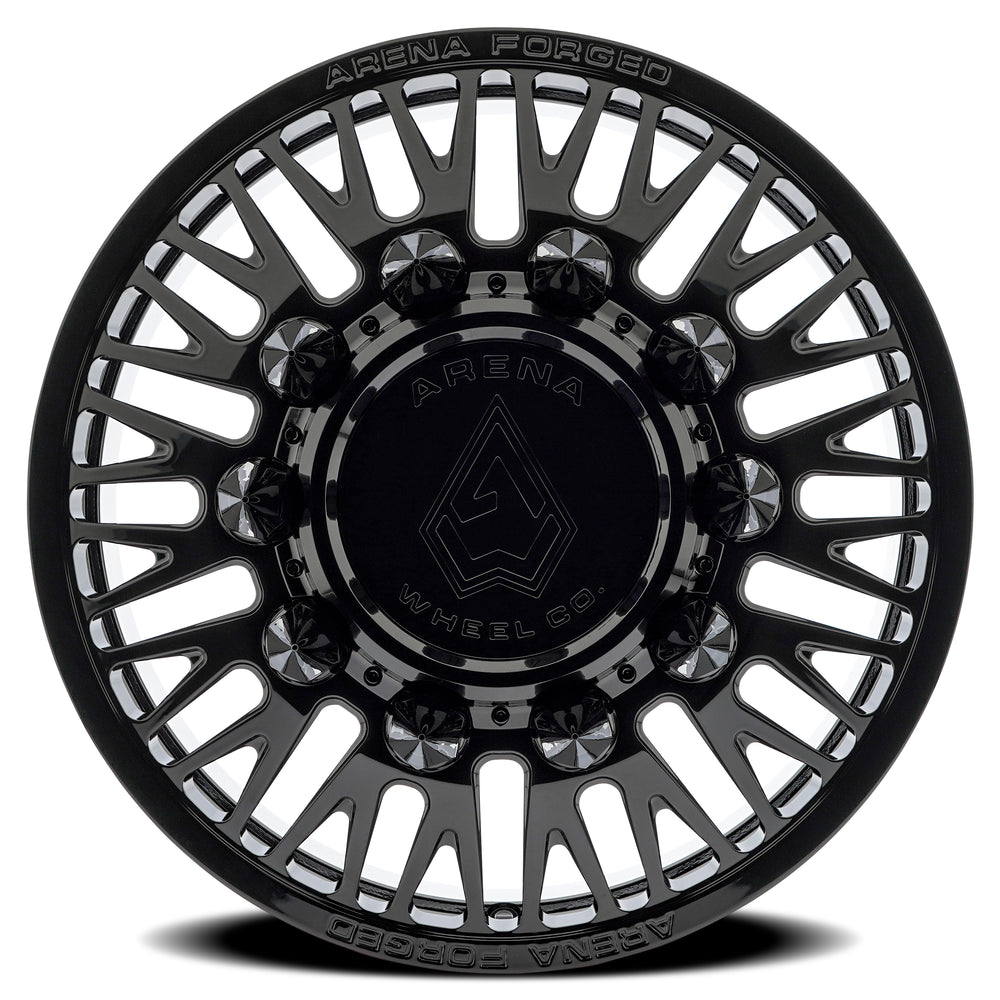 26x8.25 Arena AF101 Casino Glossy Black FORGED DUALLY FRONT Wheel 8x200 (100mm)