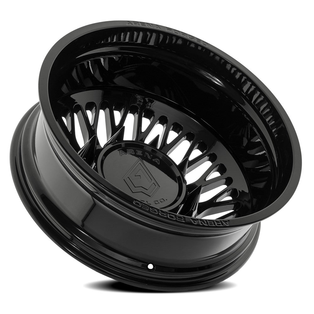 24x8.25 Arena AF104 Stealth Glossy Black FORGED DUALLY REAR Wheel 8x210 (-235mm)