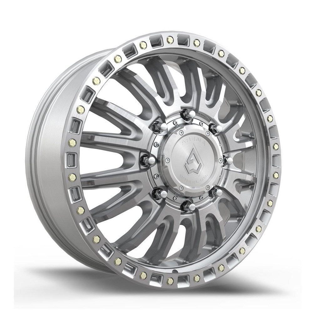 22x8.25 Arena A132 Blitz Gloss Silver Machined DUALLY FRONT Wheel 8x200 (105mm)