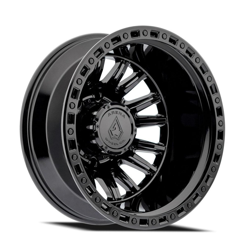 22x8.25 Arena Wheel Co. A132 REAR Glossy Black Blitz DUALLY Wheel 8x210 (-220mm)