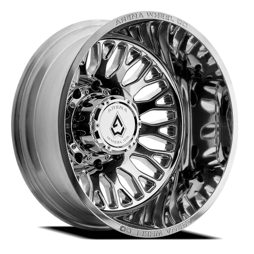 20x8.25 Arena A121 Monarch Milled & Polished DUALLY REAR Wheel 10x225 (-220mm)