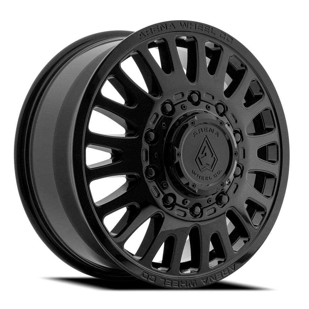 20x8.25 Arena A136 Sultan Glossy Black DUALLY FRONT Wheel 10x225 (100mm)