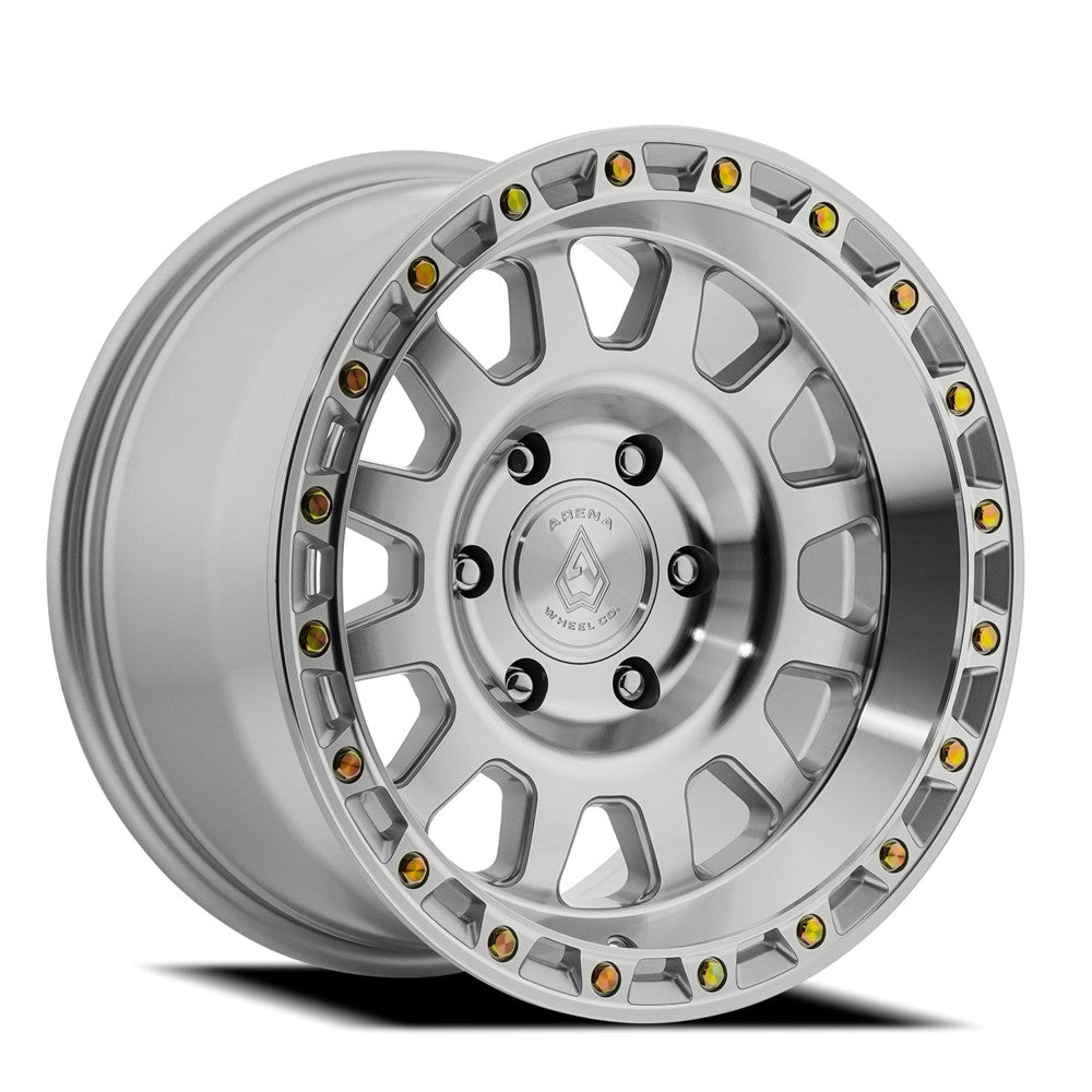 17x9 Arena Wheel Co. A143 Sting Gloss Silver Machined Wheel 5x5 (-12mm)