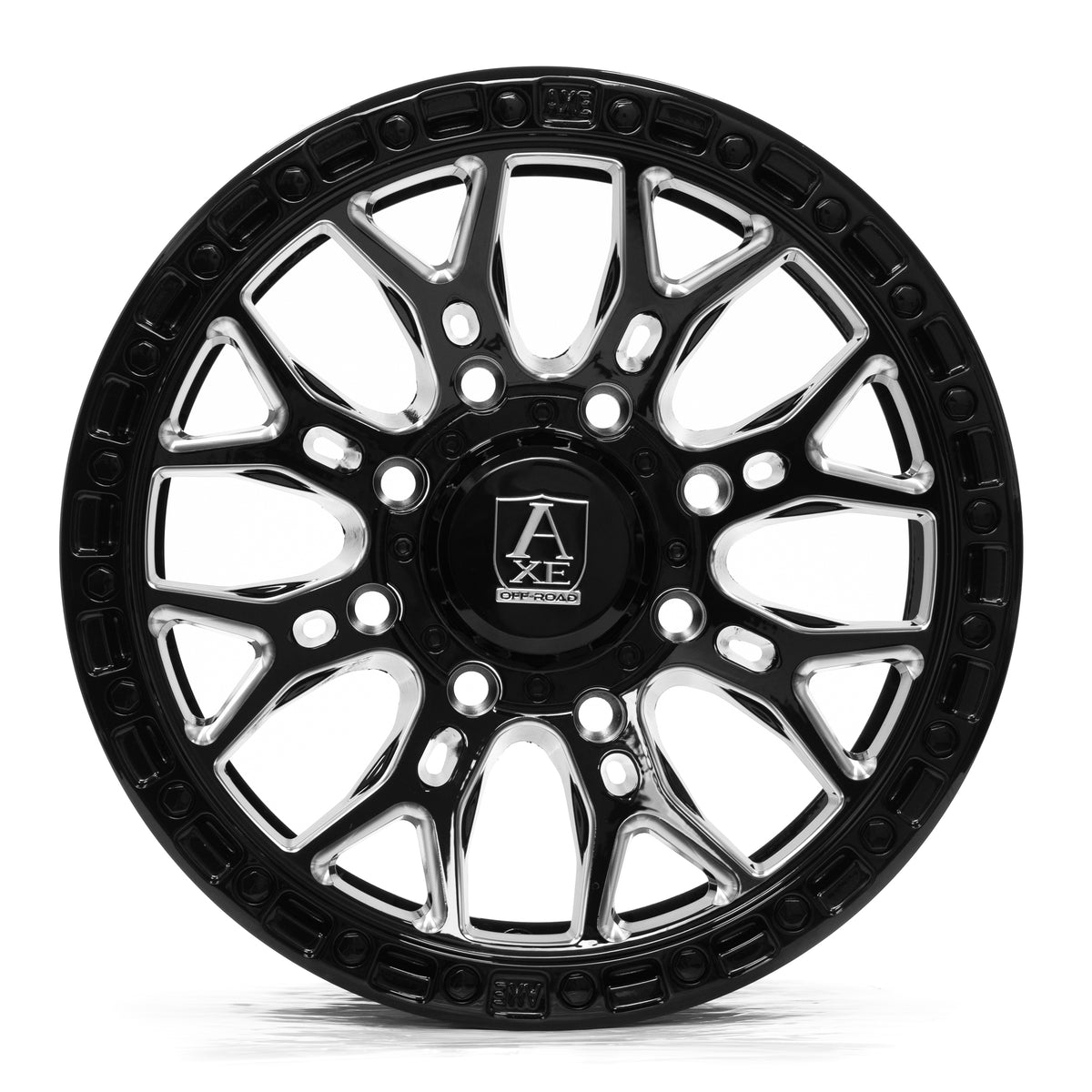 15x7 Axe Atlas Gloss Black Milled UTV Wheel 4x137/4x156 (10mm)