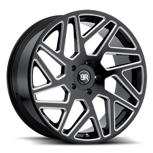 22x9.5 Black Rhino CYCLONE GLOSS BLACK W/ MILLED SPOKES Wheel 5x5.5 (20mm)