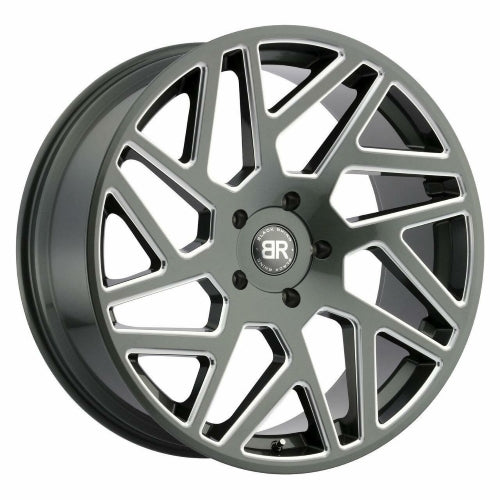 22x9.5 Black Rhino CYCLONE GLOSS TITANIUM W/ MILLED SPOKES Wheel 5x5.5 (20mm)