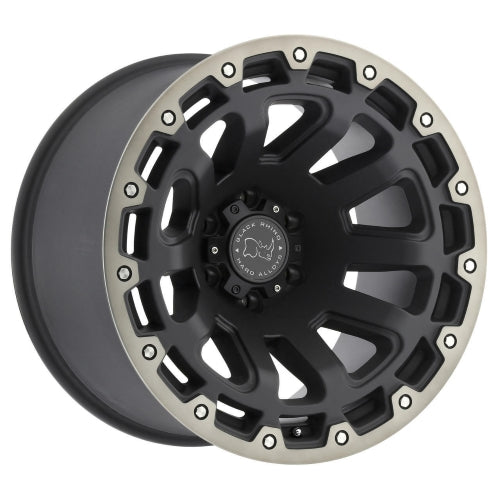 18x9 Black Rhino RAZORBACK MATTE BLK W/ MACH DARK TINT LIP Wheel 6x5.5 (12mm)